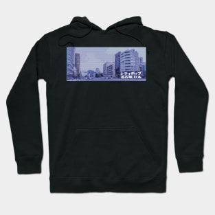 Japanese city pop art series 2 - Nagoya Japan in - retro aesthetic - Old retro tv glitch style Hoodie